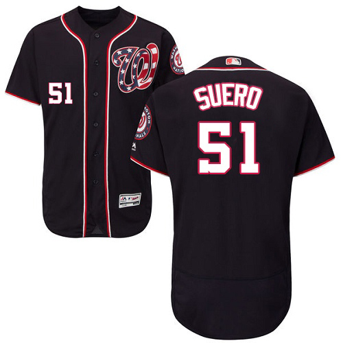 Nationals #51 Wander Suero Navy Blue Flexbase Authentic Collection Stitched MLB Jersey