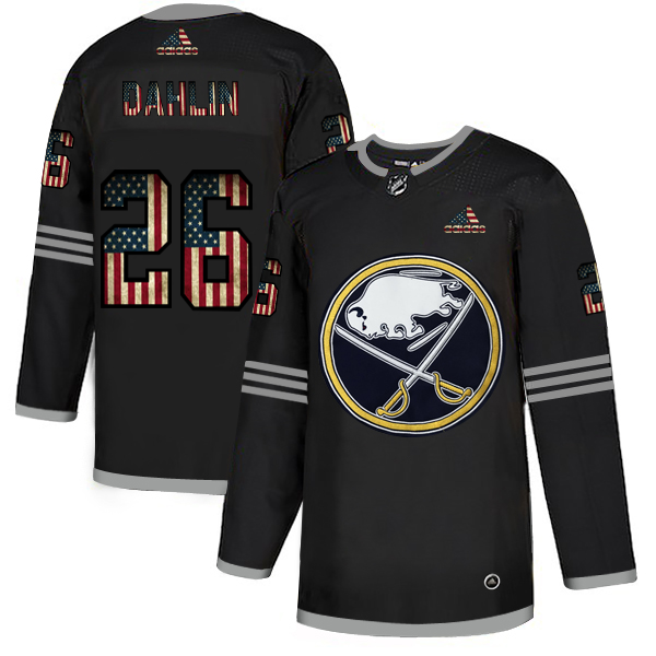 Buffalo Sabres #26 Rasmus Dahlin Adidas Men's Black USA Flag Limited NHL Jersey