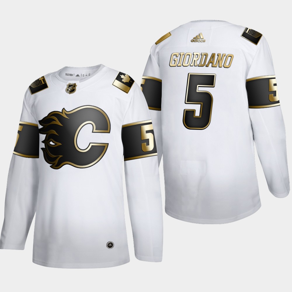 Calgary Flames #5 Mark Giordano Men's Adidas White Golden Edition Limited Stitched NHL Jersey