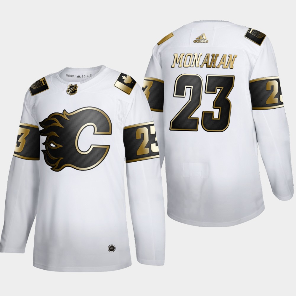 Calgary Flames #23 Sean Monahan Men's Adidas White Golden Edition Limited Stitched NHL Jersey