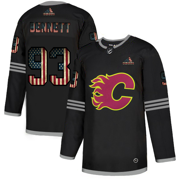 Calgary Flames #93 Sam Bennett Adidas Men's Black USA Flag Limited NHL Jersey