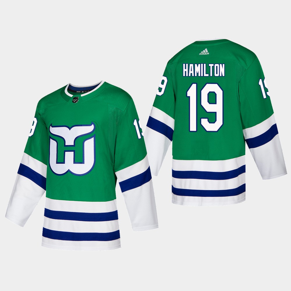 Hartford Whalers #19 Dougie Hamilton Adidas 2019-20 Heritage Authentic Player NHL Jersey Green