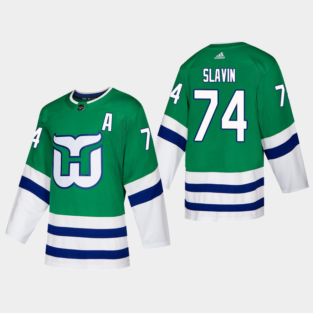 Hartford Whalers #74 Jaccob Slavin Adidas 2019-20 Heritage Authentic Player NHL Jersey Green