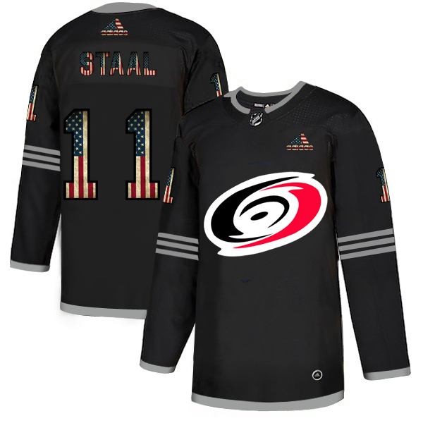 Carolina Hurricanes #11 Jordan Staal Adidas Men's Black USA Flag Limited NHL Jersey