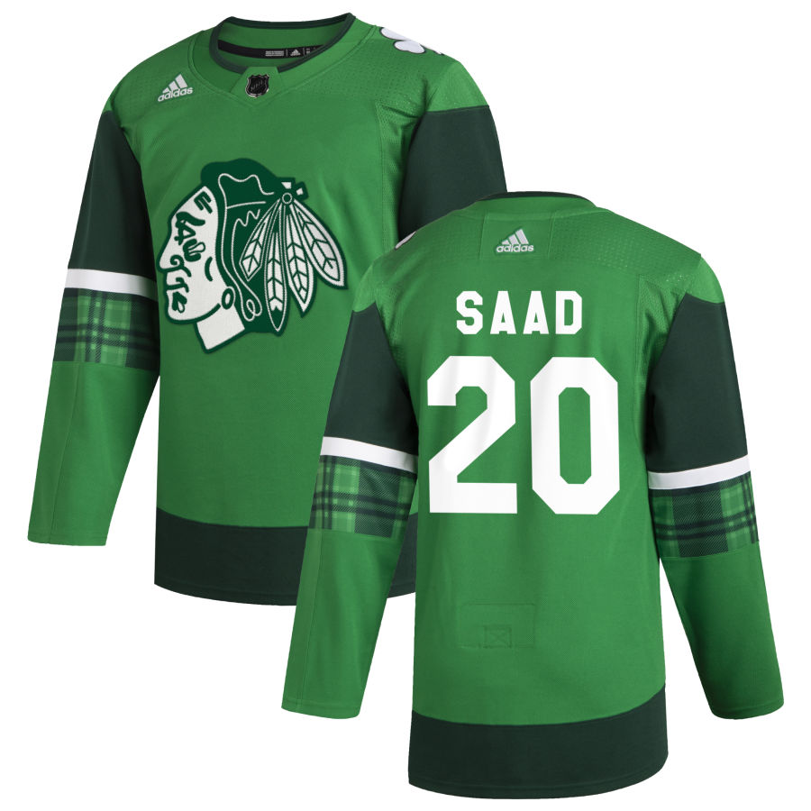 Chicago Blackhawks #20 Brandon Saad Men's Adidas 2020 St. Patrick's Day Stitched NHL Jersey Green