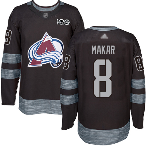 Adidas Avalanche #8 Cale Makar Black 1917-2017 100th Anniversary Stitched NHL Jersey