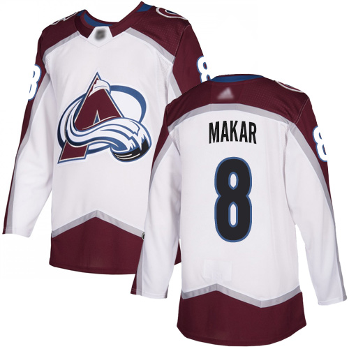 Adidas Avalanche #8 Cale Makar White Road Authentic Stitched NHL Jersey