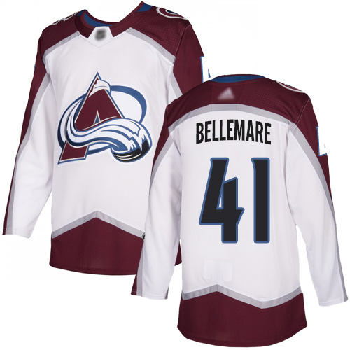 Adidas Avalanche #41 Pierre-Edouard Bellemare White Road Authentic Stitched NHL Jersey
