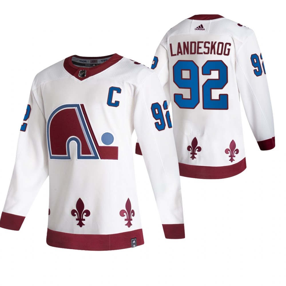 Colorado Avalanche #92 Gabriel Landeskog White Men's Adidas 2020-21 Alternate Authentic Player NHL Jersey