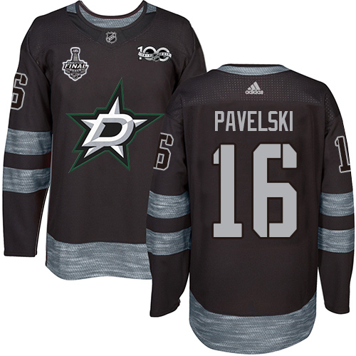Adidas Stars #16 Joe Pavelski Black 1917-2017 100th Anniversary 2020 Stanley Cup Final Stitched NHL Jersey