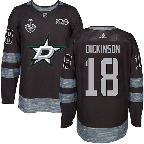 Adidas Stars #18 Jason Dickinson Black 1917-2017 100th Anniversary 2020 Stanley Cup Final Stitched NHL Jersey