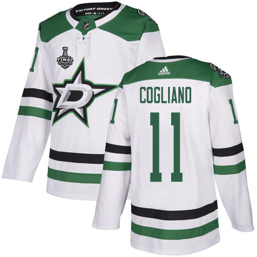Adidas Stars #11 Andrew Cogliano White Road Authentic 2020 Stanley Cup Final Stitched NHL Jersey