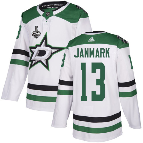 Adidas Stars #13 Mattias Janmark White Road Authentic 2020 Stanley Cup Final Stitched NHL Jersey