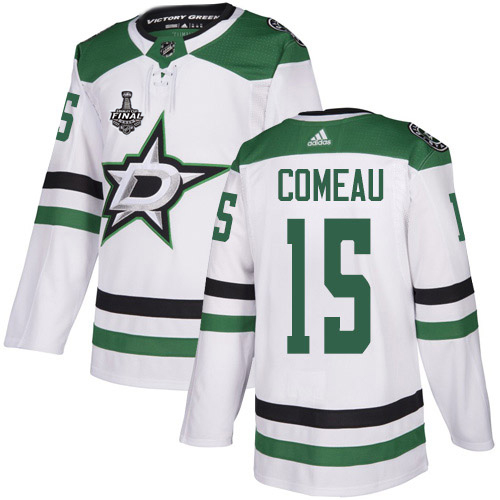 Adidas Stars #15 Blake Comeau White Road Authentic 2020 Stanley Cup Final Stitched NHL Jersey