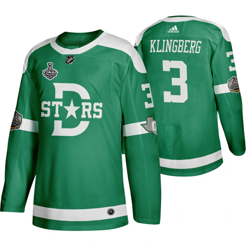 Adidas Dallas Stars #3 John Klingberg Men's Green 2020 Stanley Cup Final Stitched Classic Retro NHL Jersey