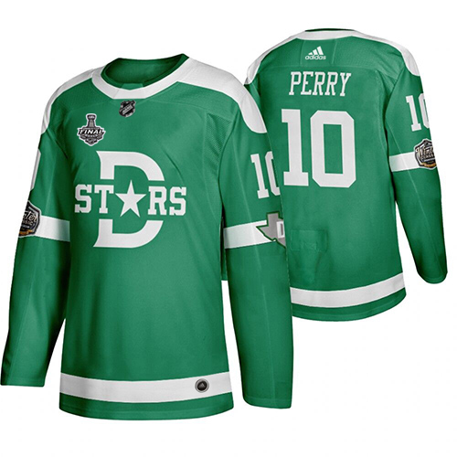 Adidas Dallas Stars #10 Corey Perry Men's Green 2020 Stanley Cup Final Stitched Classic Retro NHL Jersey