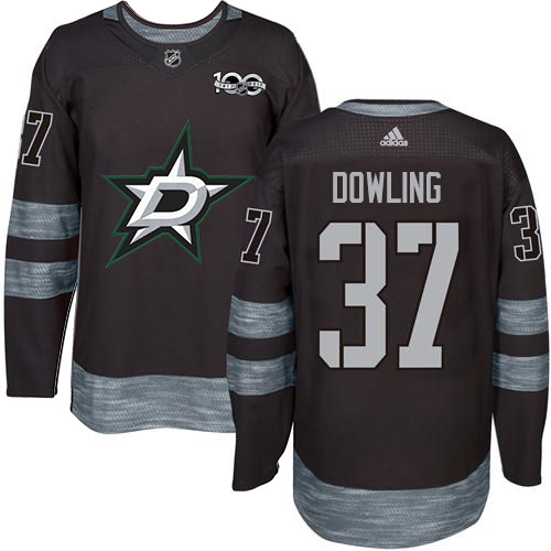 Adidas Stars #37 Justin Dowling Black 1917-2017 100th Anniversary Stitched NHL Jersey