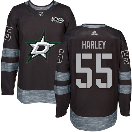 Adidas Stars #55 Thomas Harley Black 1917-2017 100th Anniversary Stitched NHL Jersey