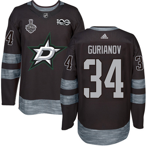 Adidas Stars #34 Denis Gurianov Black 1917-2017 100th Anniversary 2020 Stanley Cup Final Stitched NHL Jersey