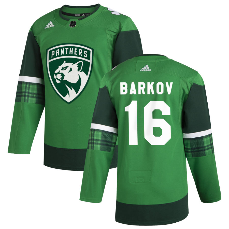 Florida Panthers #16 Aleksander Barkov Men's Adidas 2020 St. Patrick's Day Stitched NHL Jersey Green