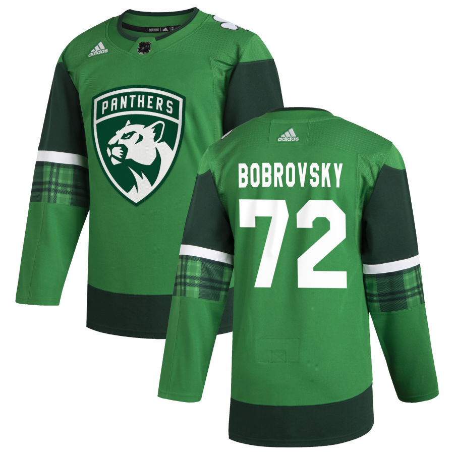Florida Panthers #72 Sergei Bobrovsky Men's Adidas 2020 St. Patrick's Day Stitched NHL Jersey Green