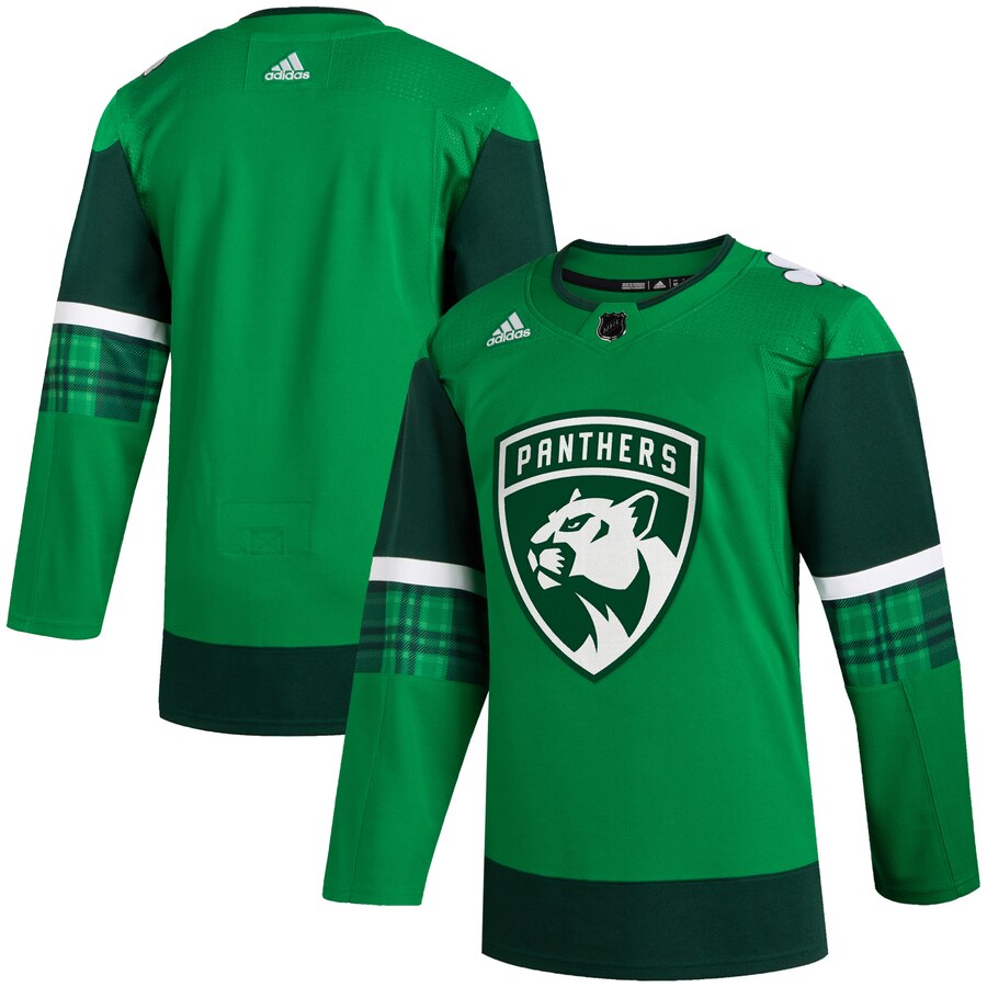 Florida Panthers Blank Men's Adidas 2020 St. Patrick's Day Stitched NHL Jersey Green