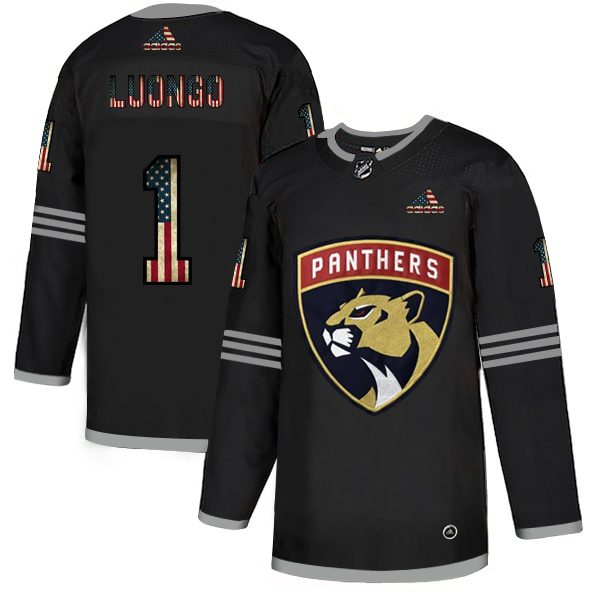 Florida Panthers #1 Roberto Luongo Adidas Men's Black USA Flag Limited NHL Jersey