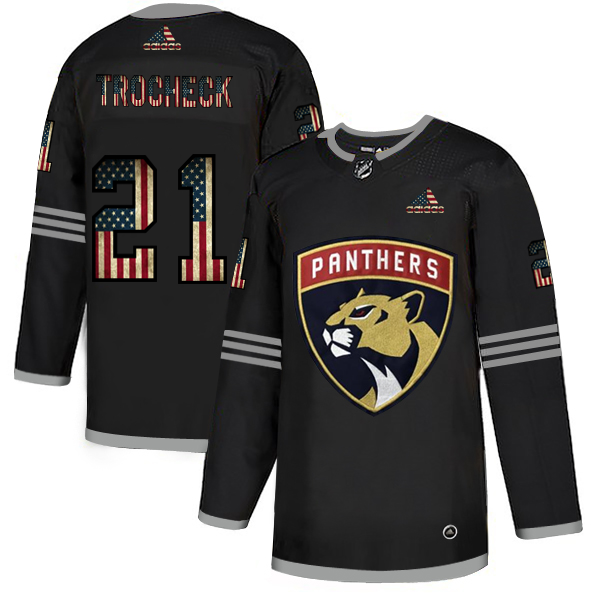 Florida Panthers #21 Vincent Trocheck Adidas Men's Black USA Flag Limited NHL Jersey