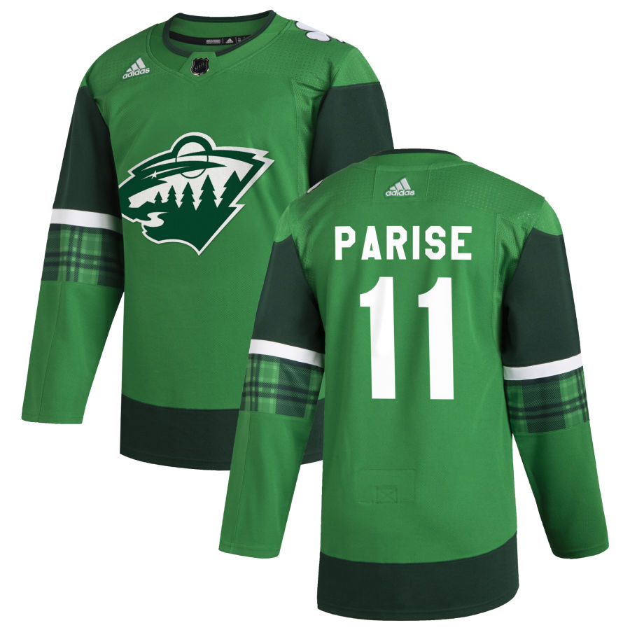 Minnesota Wild #11 Zach Parise Men's Adidas 2020 St. Patrick's Day Stitched NHL Jersey Green