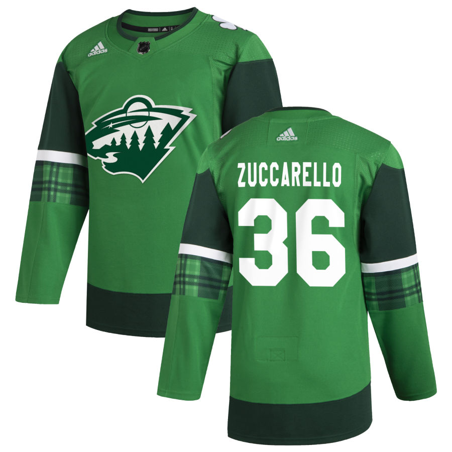 Minnesota Wild #36 Mats Zuccarello Men's Adidas 2020 St. Patrick's Day Stitched NHL Jersey Green