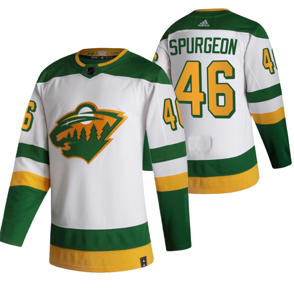 Minnesota Wild #46 Jared Spurgeon White Men's Adidas 2020-21 Alternate Authentic Player NHL Jersey