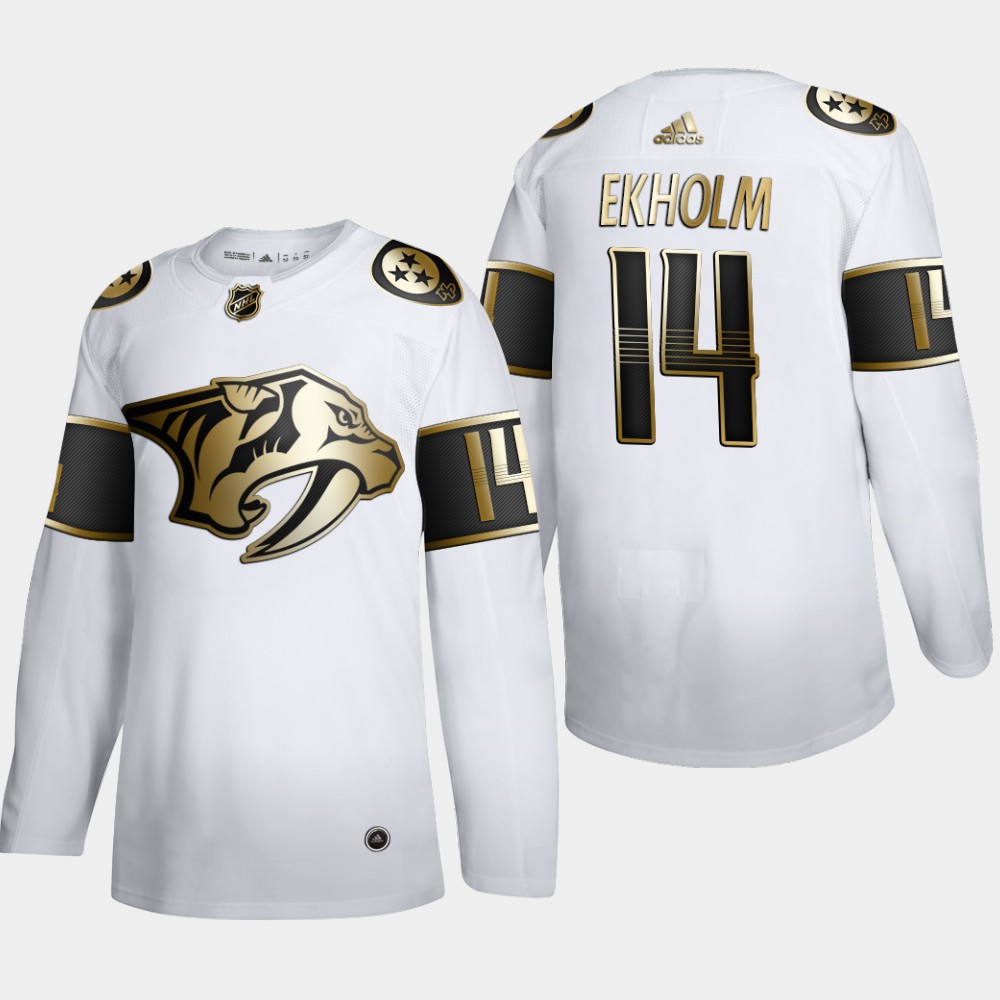 Nashville Predators #14 Mattias Ekholm Men's Adidas White Golden Edition Limited Stitched NHL Jersey