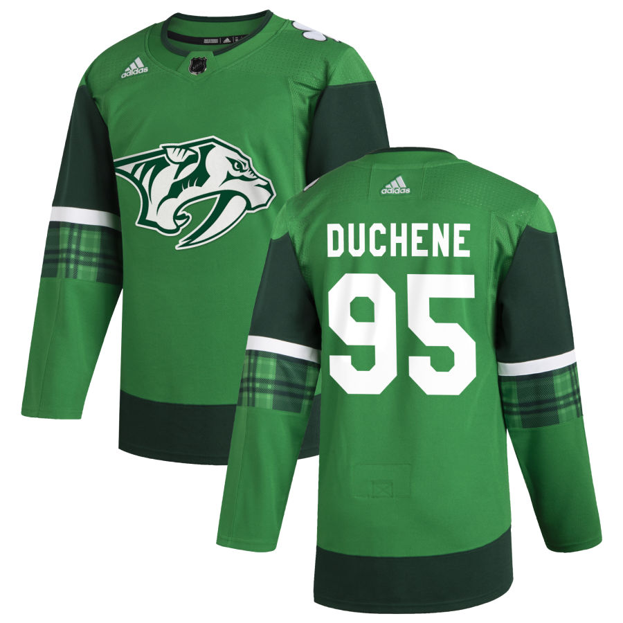 Nashville Predators #95 Matt Duchene Men's Adidas 2020 St. Patrick's Day Stitched NHL Jersey Green