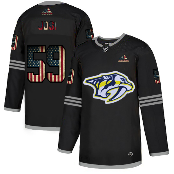 Nashville Predators #59 Roman Josi Adidas Men's Black USA Flag Limited NHL Jersey