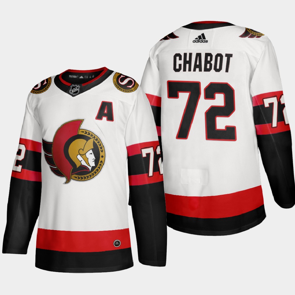 Ottawa Senators #72 Thomas Chabot Men's Adidas 2020-21 Authentic Player Away Stitched NHL Jersey White