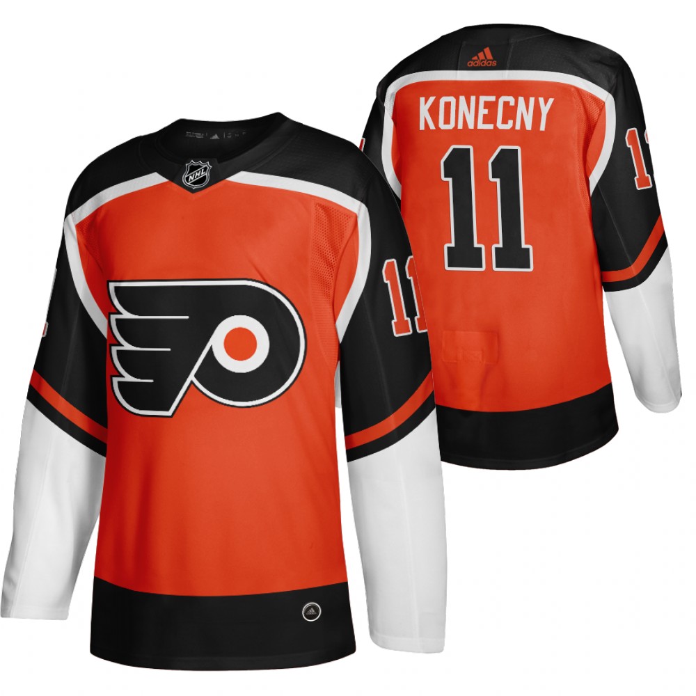 Philadelphia Flyers #11 Travis Konecny Orange Men's Adidas 2020-21 Reverse Retro Alternate NHL Jersey