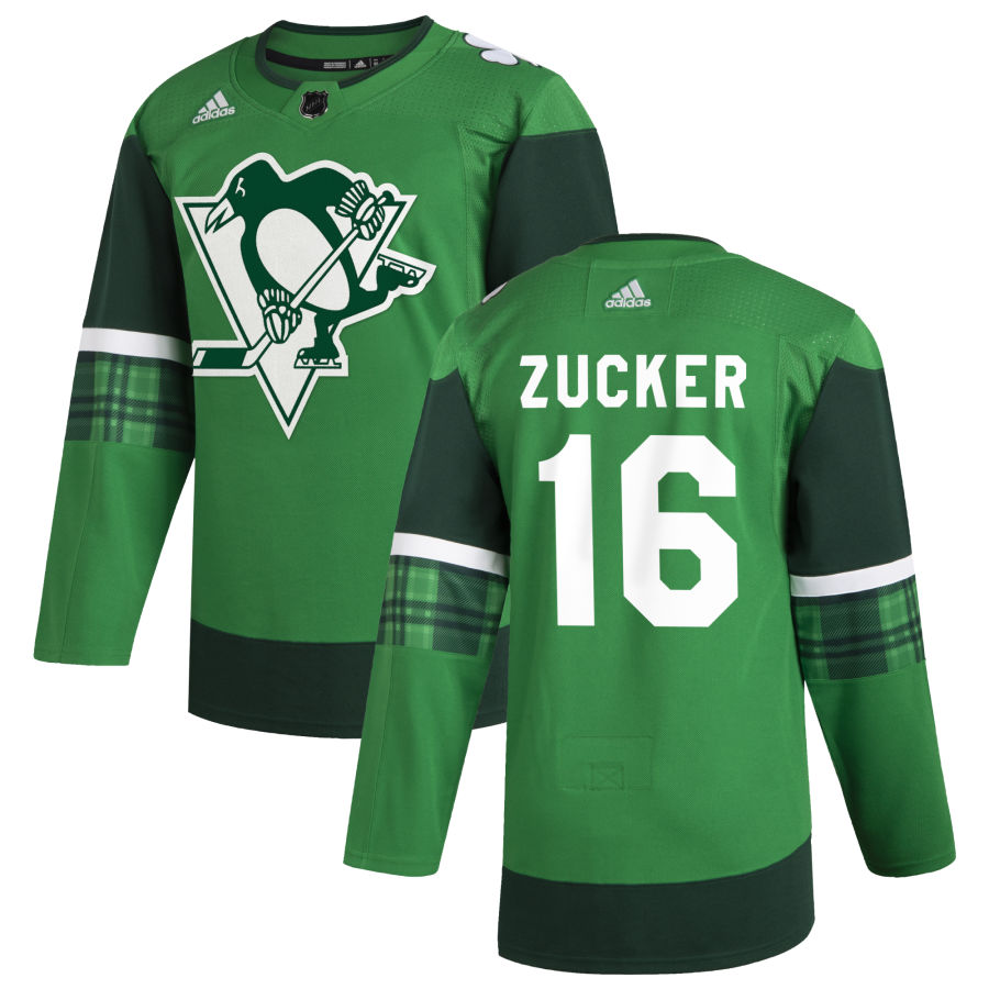 Pittsburgh Penguins #16 Jason Zucker Men's Adidas 2020 St. Patrick's Day Stitched NHL Jersey Green