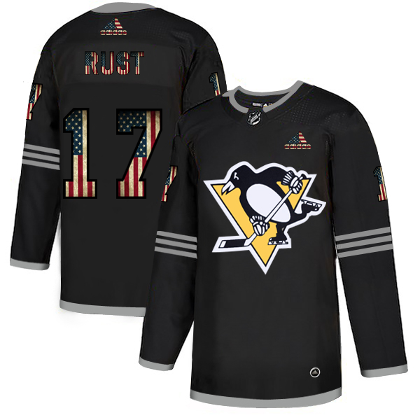 Pittsburgh Penguins #17 Bryan Rust Adidas Men's Black USA Flag Limited NHL Jersey