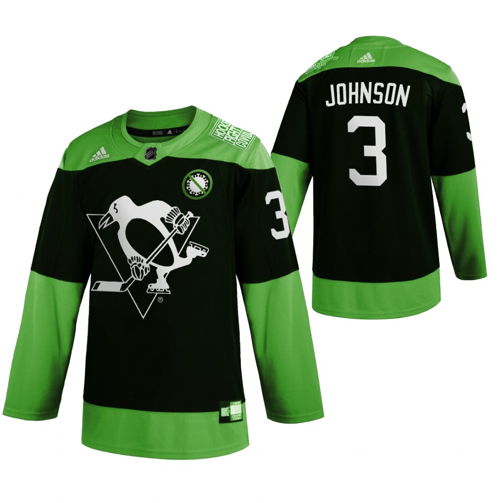 Pittsburgh Penguins #3 Jack Johnson Men's Adidas Green Hockey Fight nCoV Limited NHL Jersey