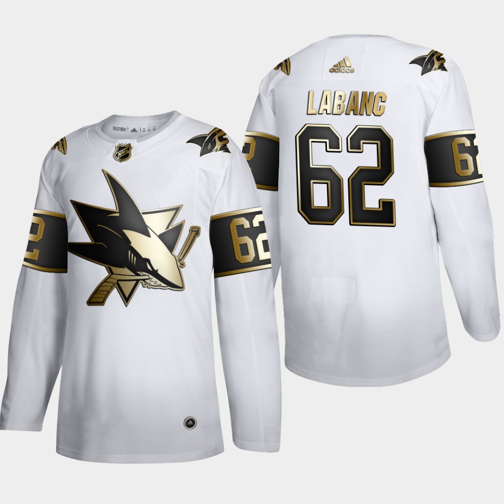 San Jose Sharks #62 Kevin Labanc Men's Adidas White Golden Edition Limited Stitched NHL Jersey