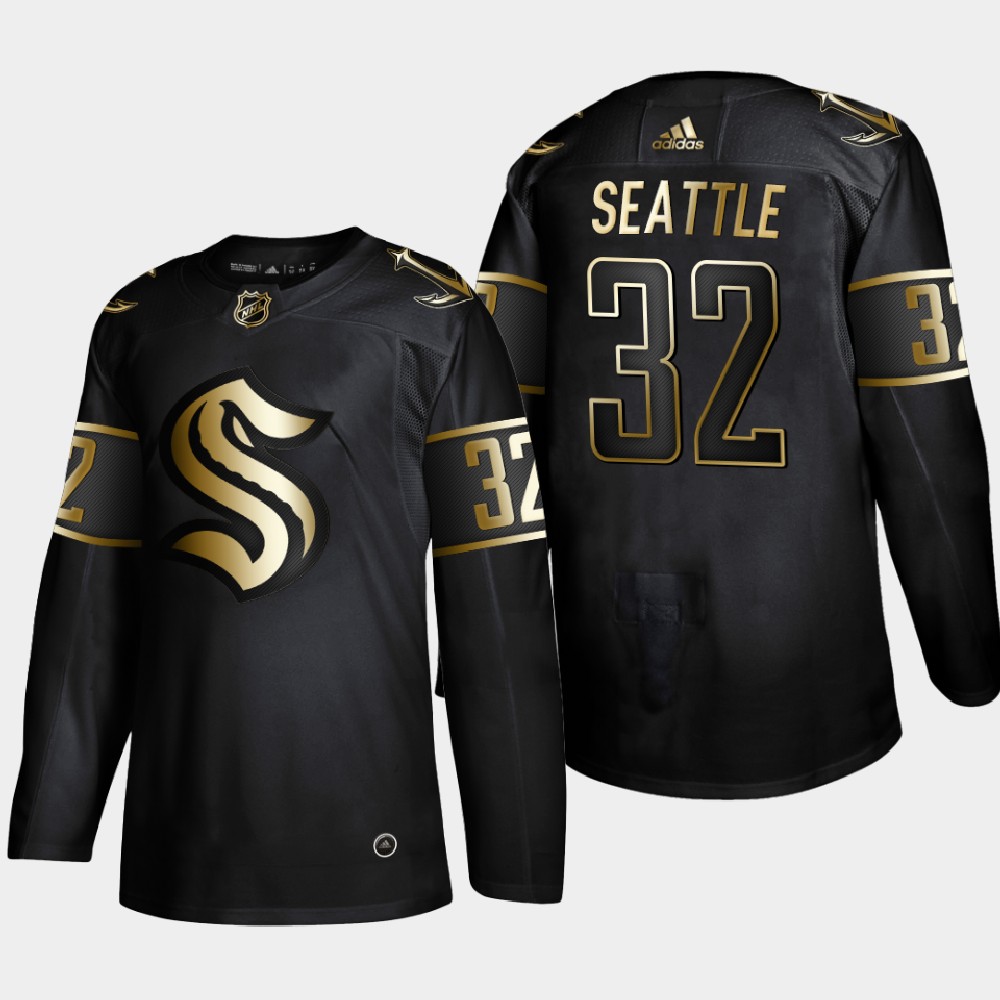 Seattle Kraken #32 Kraken Men's Adidas Black Golden Edition Limited Stitched NHL Jersey
