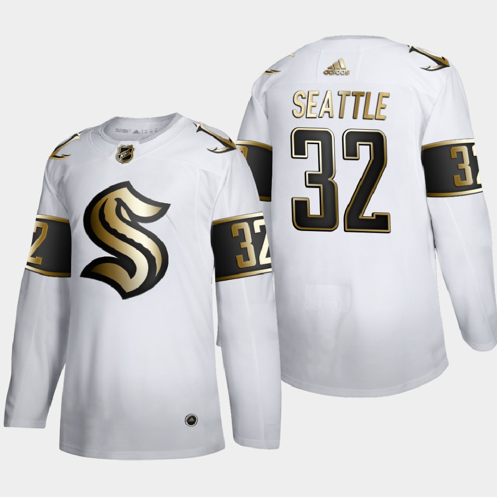 Seattle Kraken #32 Kraken Men's Adidas White Golden Edition Limited Stitched NHL Jersey