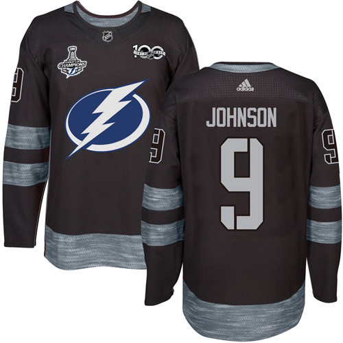 Adidas Lightning #9 Tyler Johnson Black 1917-2017 100th Anniversary 2020 Stanley Cup Champions Stitched NHL Jersey