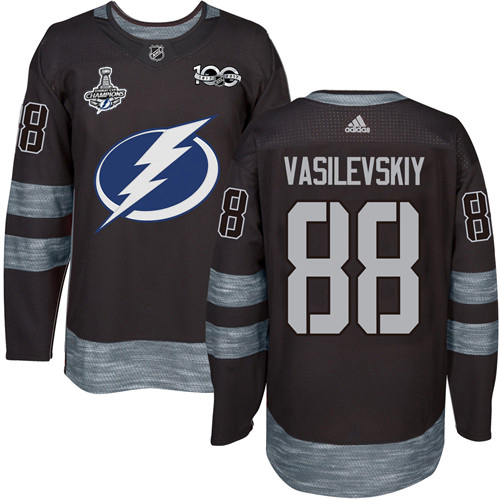 Adidas Lightning #88 Andrei Vasilevskiy Black 1917-2017 100th Anniversary 2020 Stanley Cup Champions Stitched NHL Jersey