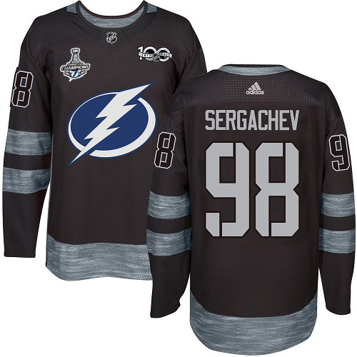 Adidas Lightning #98 Mikhail Sergachev Black 1917-2017 100th Anniversary 2020 Stanley Cup Champions Stitched NHL Jersey