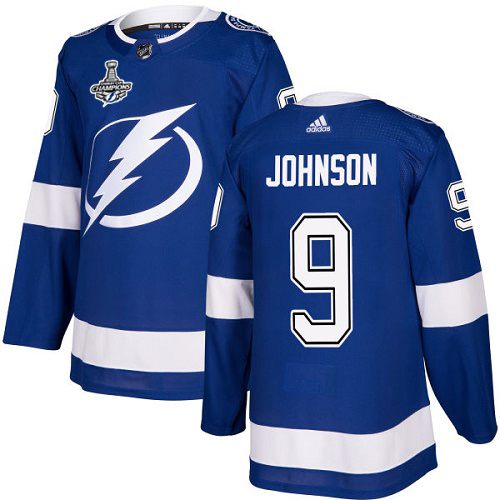 Adidas Lightning #9 Tyler Johnson Blue Home Authentic 2020 Stanley Cup Champions Stitched NHL Jersey