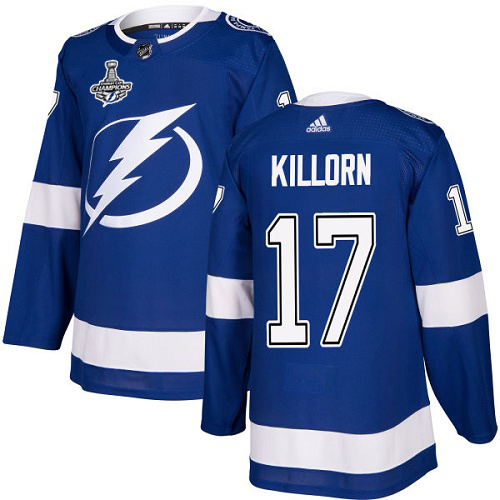 Adidas Lightning #17 Alex Killorn Blue Home Authentic 2020 Stanley Cup Champions Stitched NHL Jersey