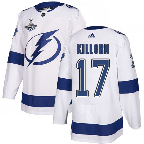 Adidas Lightning #17 Alex Killorn White Road Authentic 2020 Stanley Cup Champions Stitched NHL Jersey