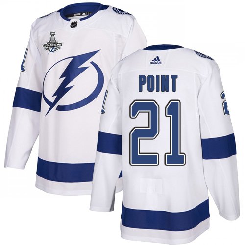 Adidas Lightning #21 Brayden Point White Road Authentic 2020 Stanley Cup Champions Stitched NHL Jersey