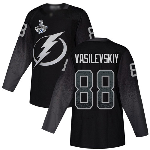 Adidas Lightning #88 Andrei Vasilevskiy Black Alternate Authentic 2020 Stanley Cup Champions Stitched NHL Jersey
